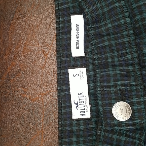 #R - Hollister Women Ultra High Rise Plaid Pants Blue Green Black Size S - Picture 2 of 11